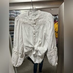 Brand new Hale Bob oversized style button down white blouse 100% linen.